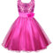Discoball Abito da Principessa (Paillettes Tulle Fiore) in Pizzo senza Maniche per Matrimonio, Festa di Compleanno, Concorso, Damigella d'Onore per Bimba (6-7 Anni, Rosa.)