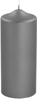 Fink Candle Stumpenkerze Metallic aus Paraffin in der Farbe Grau, Maße: 8cm x 8cm x 20cm, 123743