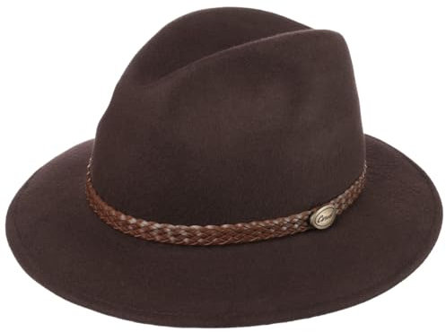 Lipodo Outdoor Traveller Wollfilzhut mit Garnitur Outdoorhut Made in Italy Herren Herbst Winter braun 56 cm