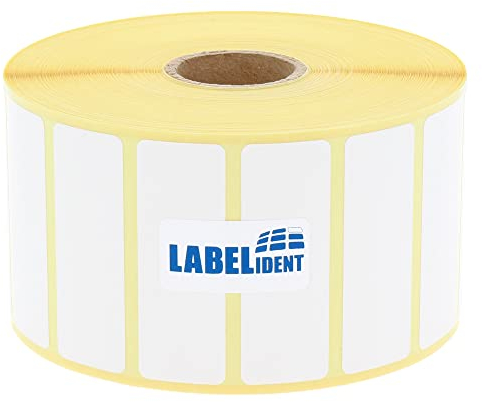 Thermotransfer-Etiketten auf Rolle weiß - 50 x 18 mm - Papier, selbstklebend - 2.500 Haftetiketten auf 1 Rolle/n, 25 mm Kern, Blanko Rollenetiketten