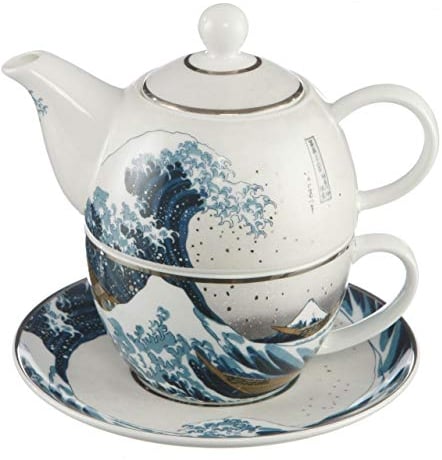 Goebel Die Welle Hokusai 67013531 Théière avec soucoupe, théière en porcelaine