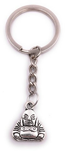 H-Customs Buddha Figur Schlüsselanhänger Anhänger Silber aus Metall