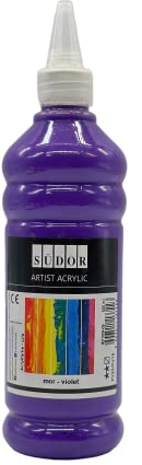 SÜDOR Peinture acrylique 500 ml – Peinture acrylique de qualité supérieure pour artistes, loisirs créatifs (violet)