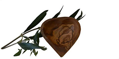 Prosudweb Moyen Porte-bagues Forme Coeur en Bois d'olivier