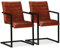 vidaXL Esszimmerstühle 2 STK., Freischwinger mit Armlehnen, Schwingstuhl Stahlrahmen, Esszimmerstuhl Essstuhl Küchenstuhl Stuhl, Retro-Design, Braun Echtleder