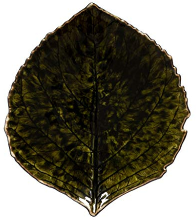Costa Nova, Riviera colección, Vajilla elegante, gres, Hoja hortensia, forêts (verde oscuro), 22 cm, 6 piezas