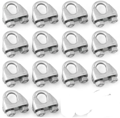 Fune 7 x 7, di grado nautico, in acciaio inox, Wire Clamp 4mm, 10 unità.