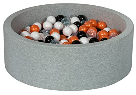 Velinda Piscine à balles pour Enfant, Aire de Jeu + 300 balles (Couleurs des balles: Noir, Blanc, Transparent, orange1)