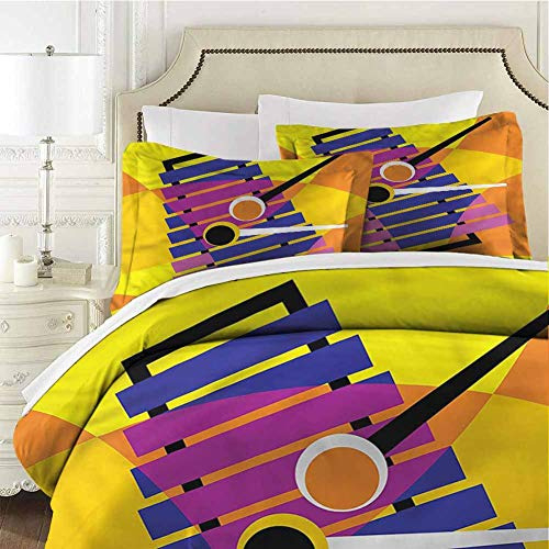 Mannwarehouse Xylophon Tagesdecke, Bettbezug-Set, modernes Design, Party-Bettbezug und 2 Kissenbezüge, weich, bequem, atmungsaktiv, Queensize-Bett 228,6 x 228,6 cm
