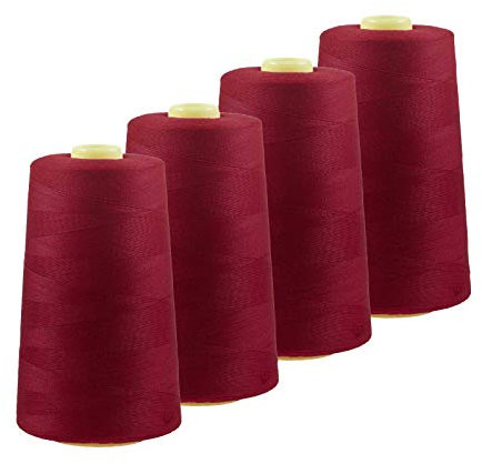 4 x 4572m Qualitäts Overlock-Garn Overlock-Nähgarn Oeko-Tex Farben 541 bis 580, Farbe:A574 rubinrot