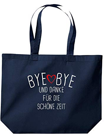 Shirtinstyle Beutel Tasche, Bye Bye Und Danke Für Die Schöne Zeit Lehrer Erzieher Lehrerin Erzieherin Schule Kita Hort, Jute, Shopper, Beutel, Tasche, Farbe Navy