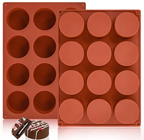 JOERSH Oreo Molds Silicone, Non-Stick 12-Cavity Round Silicone Mold for Chocolate Covered Oreos, Chocolate, Jello