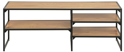 Industrieller TV-Schrank Dover 120cm 3 Einlegeböden - Schwarz/Wildeiche