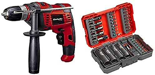 Einhell Schlagbohrmaschine TC-ID 550 E (550 W, Drehzahlregelelektronik, Drehzahlvorwahl, Rechts-/Linkslauf, Metall-Tiefenanschlag, Zusatzhandgriff, inkl. 35-tlg. Bit-Box)