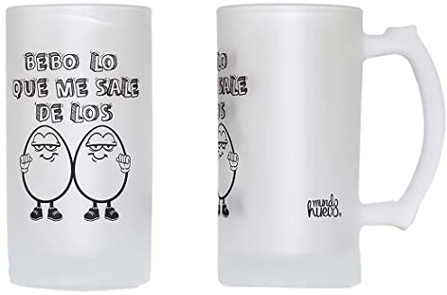 Jarra de cerveza regalo divertido. Bebo lo que me sale de los huevos. 500 ml.