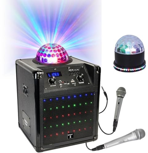 Bost Enceinte Mobile Autonome Karaoke Boost Kubeled Bluetooth/USB - Lumière Astro Intégrée - 2 Micros - 1 Jeu de Lumière UFO