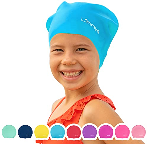 Limmys Schwimmkappe für Kinder – Aus 100 % Silikon – Für Lange Haare – Weich, Dehnbar & Bequem – Entwickelt für Langlebigkeit & Knotenfreies Tragen