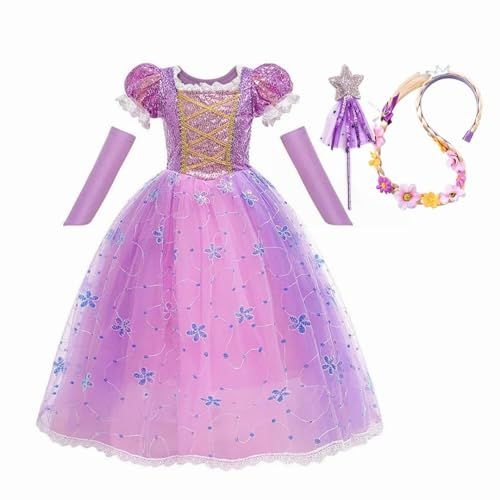 MISS & MR BM Rapunzel Dress Up For Girls Princess Costumes Deluxe Rapunzel Fancy Dress & Accessories for Parties, Cosplay, Birthdays, Halloween and Christmas, Age 3-4 Years