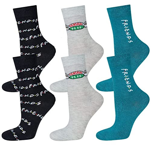 Warner Bros Friends Calzini Donna Cotone Calze Donna Invernali Divertenti Gadget 35-40 Blu 3 Paia