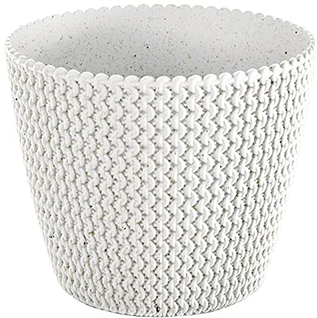 Prosperplast Blumenkübel in gebrochenem Weiß, ohne Behälter, Kollektion SPLOFY Eco Wood 21,8 cm x 21,8 cm x 18,4 cm, Fassungsvermögen 5 l.