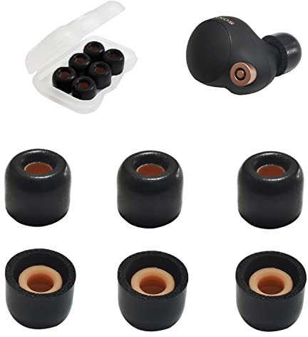 Mijusun Ohrstöpsel aus Memory-Schaum für Sony WF-1000XM4/WF-1000XM5, WF-C500, LinkBuds S, 3 Paar, klein, Schwarz
