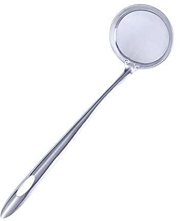 Fine Mesh Skimmer Spoon, Fine Mesh Wire Oil Skimmer Strainer Fried Food Net, Stainless Steel Hot Pot Fat Strainer for Oil Filter Skimming(S)
