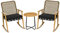Outsunny 3-TLG. Gartenmöbel-Set, Ratten Schaukelstuhl-Set inkl. 2 Schaukelstühlen, 1 Couchtisch, Sitzgruppe mit Kissen, für Garten, Balkon, Polyester, Stahl, Schwarz+Natur