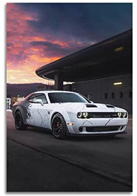 JUNNA Sportwagen-Poster für Dodge Challenger SRT Hellcat Rennauto, dekoratives Gemälde, Leinwand, Wand- und Kunstbild, Familien-Schlafzimmer, Dekoration, 30 x 45 cm