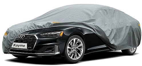 kayme Robustes Autoabdeckung Wasserdicht Atmungsaktiv, Vollgarage Autoplane für Regen Sonne Staub Schutz, Abdeckplane für Audi A5 S5 RS5, Ford Mustang, BMW 4 Series, Jaguar XK usw.(470 bis 490 cm)