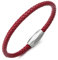 COOLSTEELANDBEYOND Minimalistischen Herren Damen Dünn Rot Geflochtenes Leder Armreif Schweißband Armband, Edelstahl Ovalen Magnetverschluss