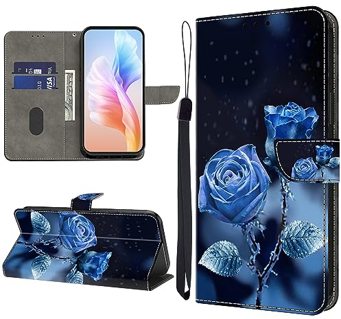 KEDBBAO Handyhülle für Huawei P30 Pro - Muster Klapphülle Leder Tasche Case Flip Magnet Motive Wallet Schutzhülle, Blaue Rose