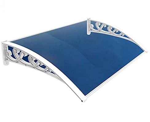 Door Window Awning, Front Back Door Porch Canopy Rain Protector Awning Extra Strong Door Protection Garden Canopy Patio Porch Polycarbonate (Color : Blue, Size : 80x240cm) (Blue 60x240cm) (Blue 1