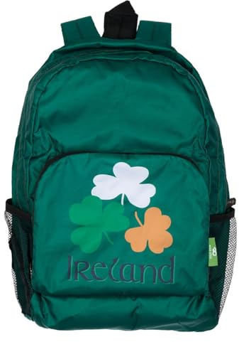 ECO CHIC Lightweight Foldable Water Resistant Backpack Rucksack Folds into Pouch for Storage (Tourist Collection Ireland)