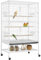 Yaheetech Grande Cage Oiseau sur Pied Volière Canaries Perroquet Grosses Perruches Cacatoès Ara Cage Oiseaux sur roulettes 2 Étages avec Support 79 x 52 x 132 cm Blanc