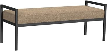 HomePop Modern Metal Bench|Bench for Living Room & Bedroom | Decorative Home Furniture - Brown Boucle