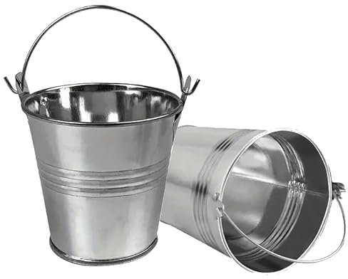 MIKONI Metalleimer Wassereimer Blecheimer Eimer Zinkeimer verzinkt Baueimer Dekoeimer 5-15 Liter (7 Liter)