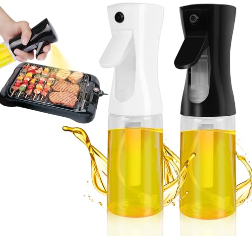 URAQT Ölsprüher, 200 ml ölspray zum Kochen, Öl Sprühflasche für Öl und Essig, ölsprüher für speiseöl Kochen, öl spray ölflasche für Salat, Grille, nBacken, BBQ (Schwarz+Weiß)