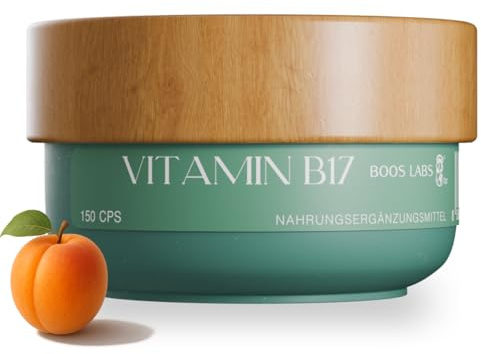 Vitamin B17 1000mg, 150 vegane Kapseln, Hochdosiert | 2 Kapseln pro Tag, Das stärkste B17 in 2 Kapseln, Bittere Aprikosenkerne direkt aus der Natur
