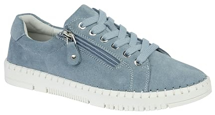Jo & Joe Ladies Casual Comfort Real Suede Stylish Leisure Shoe with Lace and Zip Fastening Easy to Wear, Lightweight Sizes 4-8 (Baby Blue, UK Footwear Size System, Adult, Women, Numeric, Medium, 5)