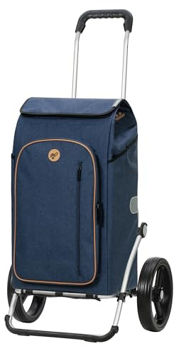 Andersen Einkaufstrolley - klappbar - 61 Liter - mit Kühlfach | Aufhängung für Einkaufswagen - belastbar 50 kg - Aluminium - Trolley - 3-Speichen-Rad Ø 25 cm - Royal Shopper Folke blau