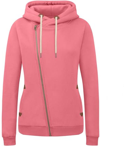 KEBORUILA Vicky Sweat à capuche zippé pour femme, rose clair, XL