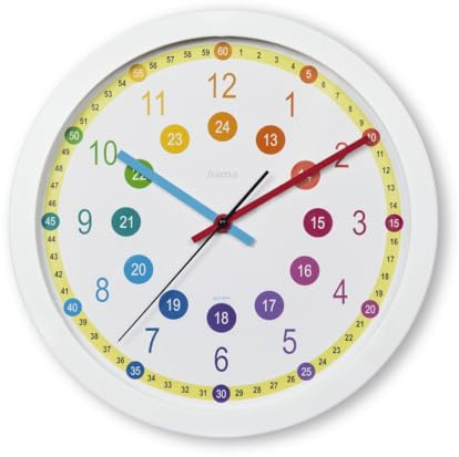 Kinder-Wanduhr Sal, ohne Ticken, für Kinderzimmer, analog, Ø 30 cm, Bunt