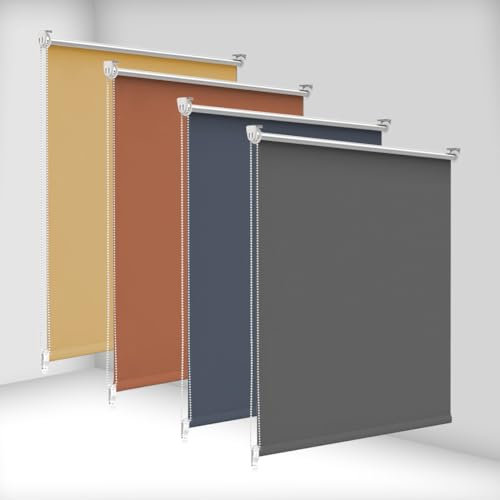 bobodeco Verdunklungsrollo ohne Bohren & mit Bohren Verdunkelungsrollo Klemmfix, Dunkelgrau B95 x H130cm (Stoffbreite 90cm), Thermorollo Sichtschutz Sonnenchutz, Rollos Hitzeschutz für Fenster & Tür