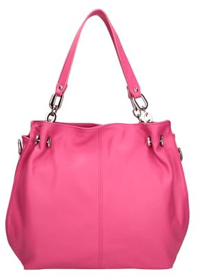 Gave Lux Damen Schultertasche aus Echtleder Fuchsia 38 x 30 x 12 cm