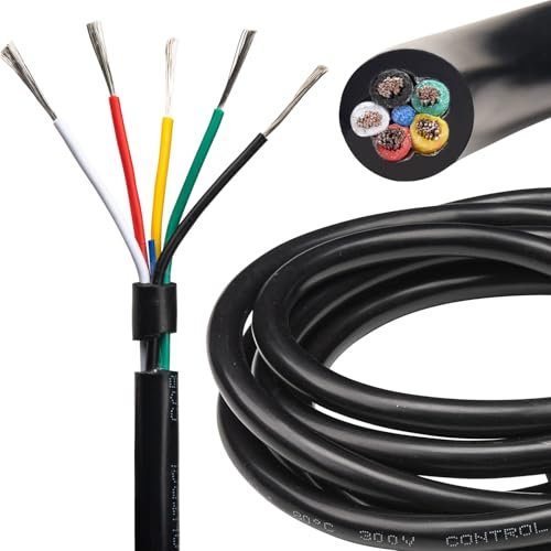 URCIANOW 18 Gauge Electrical Wire 5 Core Cable 2 Meters 5x0.75mm cable UL2464 Tinned Copper Cable Stranded Electrical Wires for LED Lighting