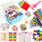 LINAYE 2500+Pcs Bastelset Bastelkoffer für Kinder,Bastelmaterial Bastelbox Gehören Pfeifenreiniger,Pompons,Scrapbooking Basteln Set Alter 4 bis 10 Geschenk für Junge Mädchen Bastelbedarf Blau