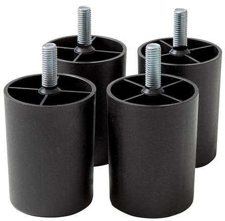 IPEA 4 Patas de plástico para sofás y Muebles – Altura 80 mm – Juego de 4 Patas con Tornillo para sillones y armarios – Patas de plástico Negro – 8 cm de Altura