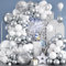 Paready Disco Ball Balloon Arch, 120 Pcs White Silver Balloon Arch Garland, 18/12/10/5 Inch Confetti Metallic Silver Disco Ball Foil Star Balloon for Birthday Disco Dance Neon Lights Party Decorations