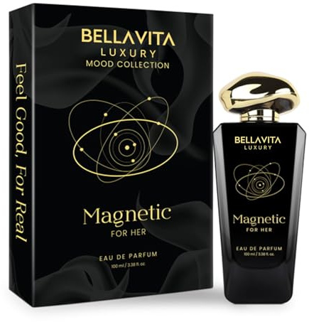 Bellavita Luxury Magnetic for her Eau de Parfum | 100 ml (3.4 fl.oz.) | Perfume for Women | Floral-Gourmand, Cassis, Rose, and Caramel Notes | Long Lasting Women's Fragrance