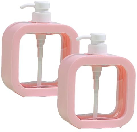 Seifenspender, 2 Stück Duschgelspender, 500 ml Pumpspender, Kleiner Kunststoff Seifenspender, Transparente Lotionsflasche,Befüllbar mit Duschgel, Shampoo, Handseife, Für Küche, Bad, Waschküche(Rosa)